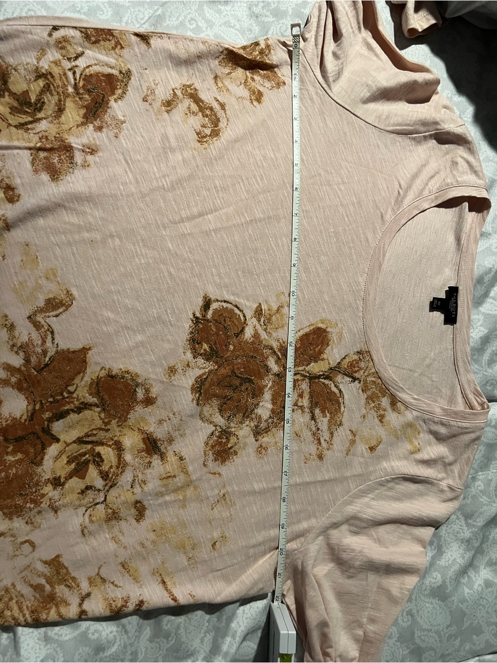 Creme/Pink Floral Design 3/4 Talbots Tee 1XL - Picture 7 of 7